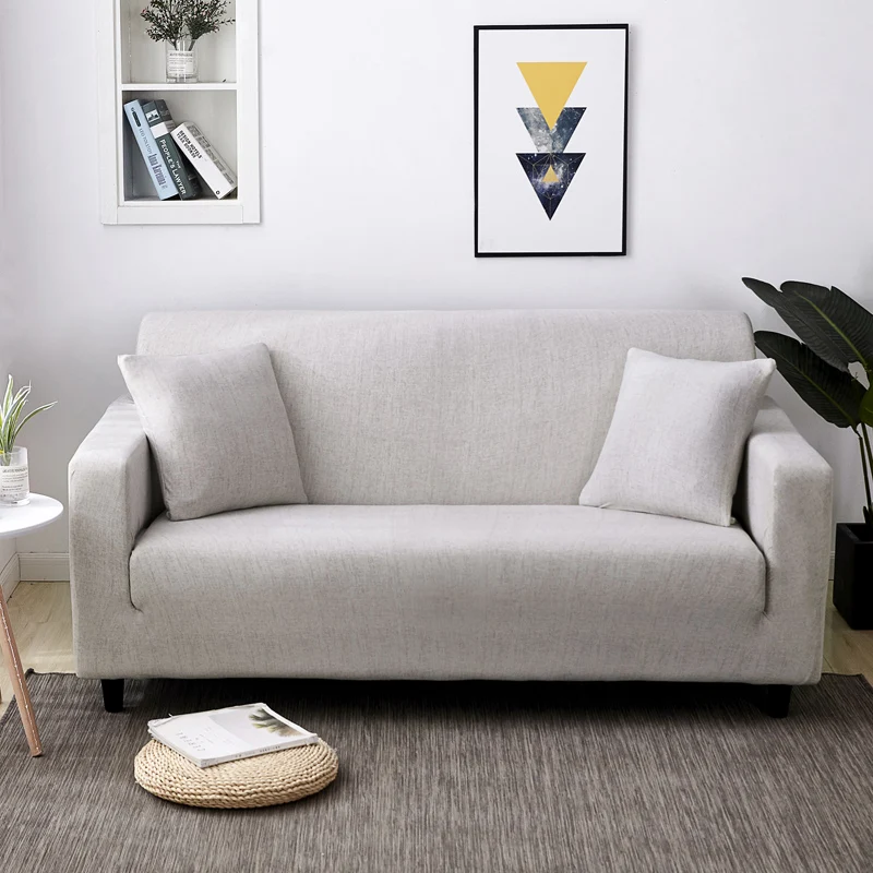 light gray printed sectional sofa cover for living room L shaped sofa protector elastic anti-dust need to buy 2 pieces together