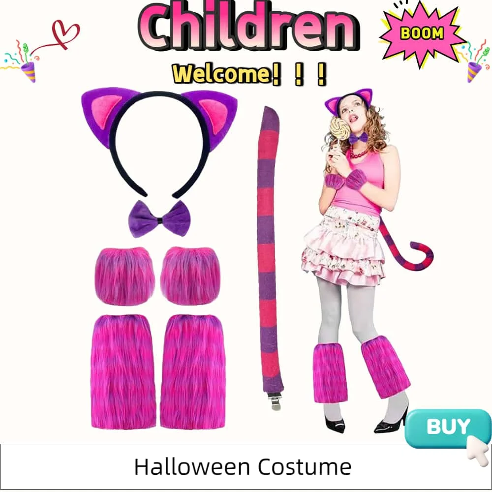 

2025 Хэллоуин кошка волчий хвост повязка на голову перчатки набор для взрослых и детей праздничные костюмы для ролевых игр