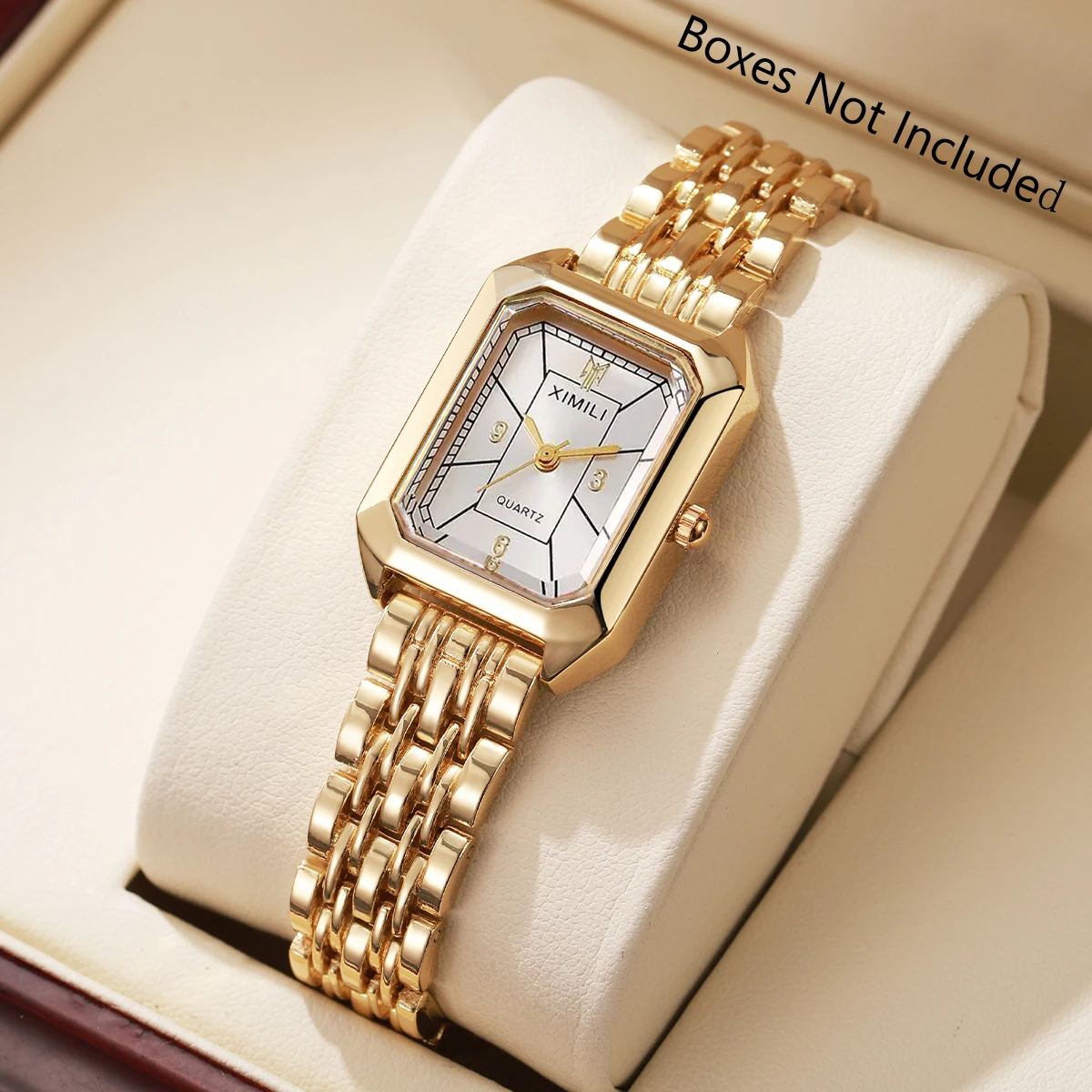 Fashion Rectangle Women Watches Luxury Stainless Steel Strap Quartz Wristwatch Girls Clock Gift