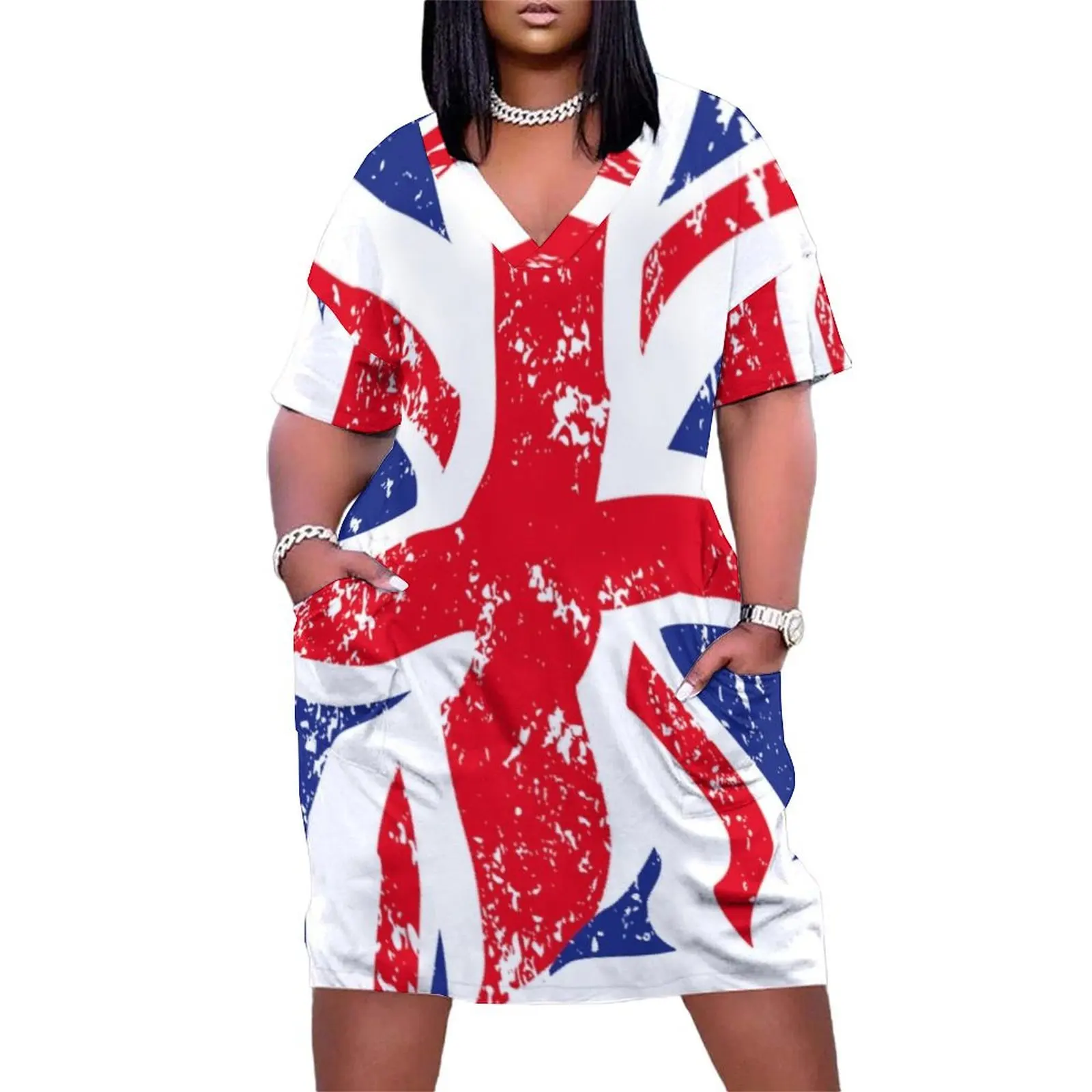 

Union Jack (United Kingdom Flag) Loose Pocket Dress Women"s summer long dress women"s evening dresses