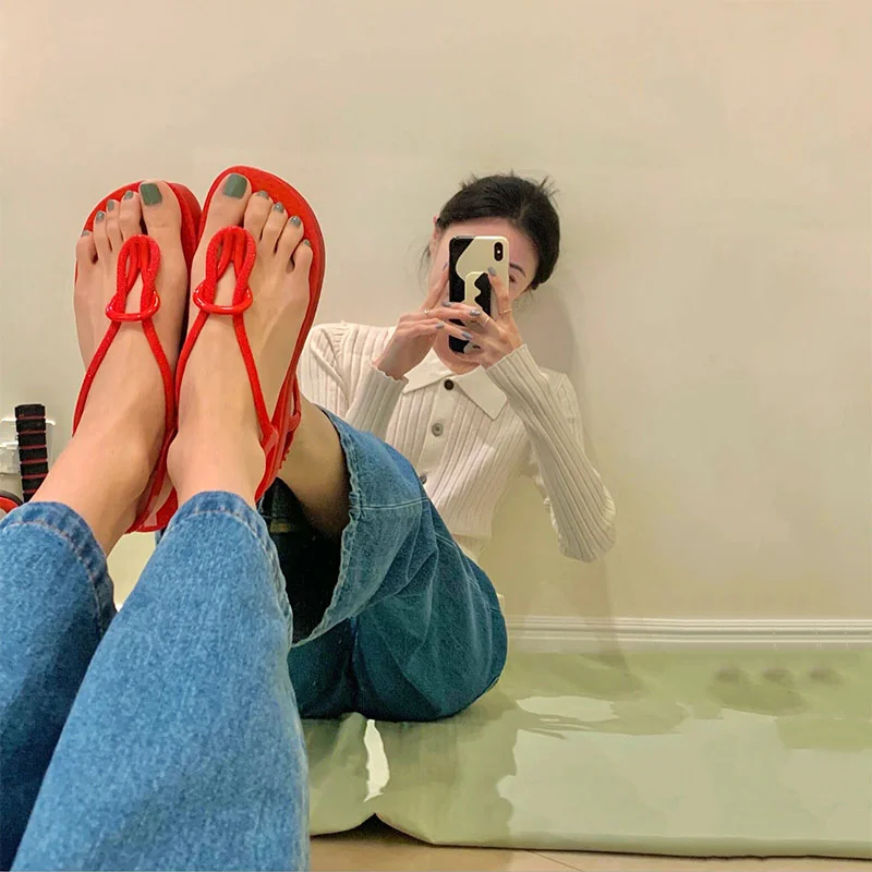 

Летние женские сандалии Roman Sle Flat Bot: новые пляжные сандалии с ремешком между пальцами, повседневные, без застежек, из ПВХ, с резиновой подошвой, с круглым носком