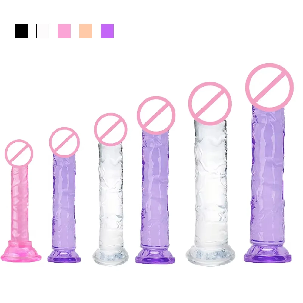 Tanie kobiety erotyczny analny 5 kolorów duży przezroczysty Dildo z przyssawką galaretka Dick Sex zabawki miękkie Clitori masturbatory pochwy Penis