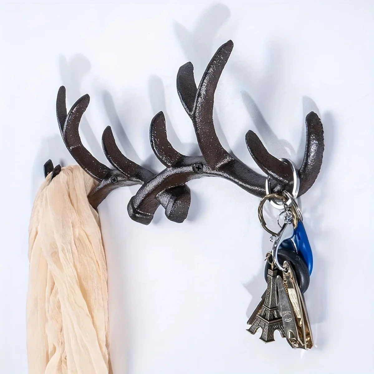 

Retro Deer Antler Decorative Wall Mounted Coat Hat Rack Cast Iron Hook Decorative Hooks Wall Decoration Cast Iron on The Wall
