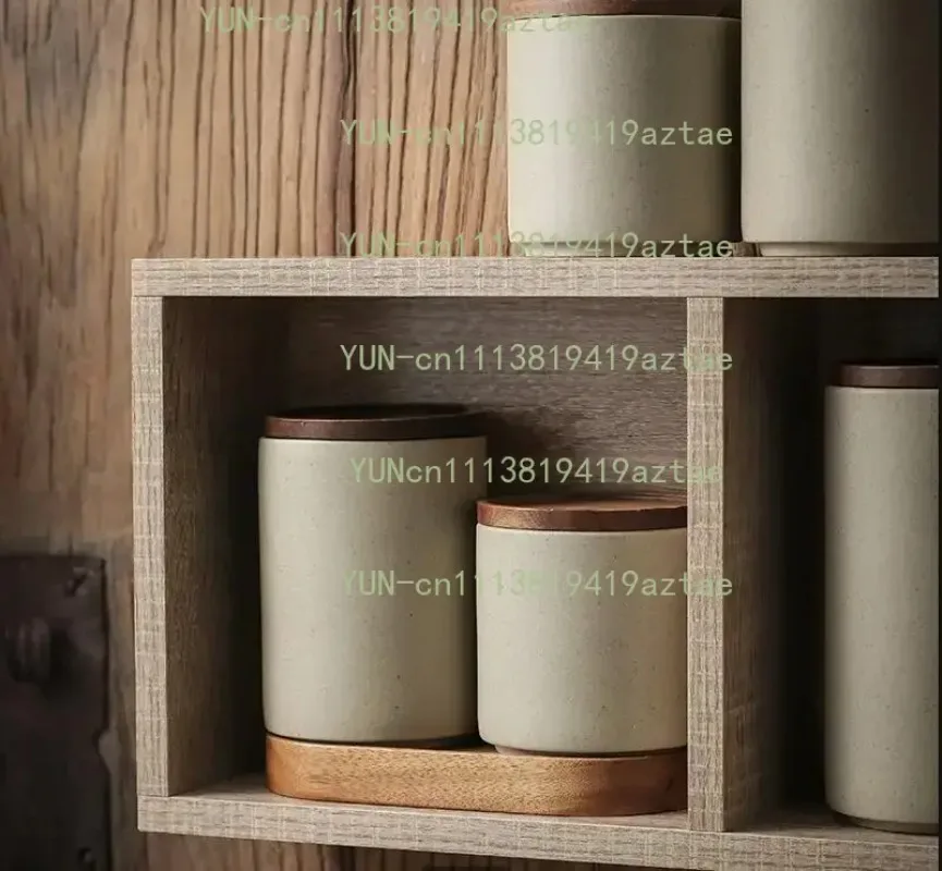 Portable Sealed Kitchen Moisture-proof Ceramic Storage Coffee Tea Beans Container Japanese-style Home