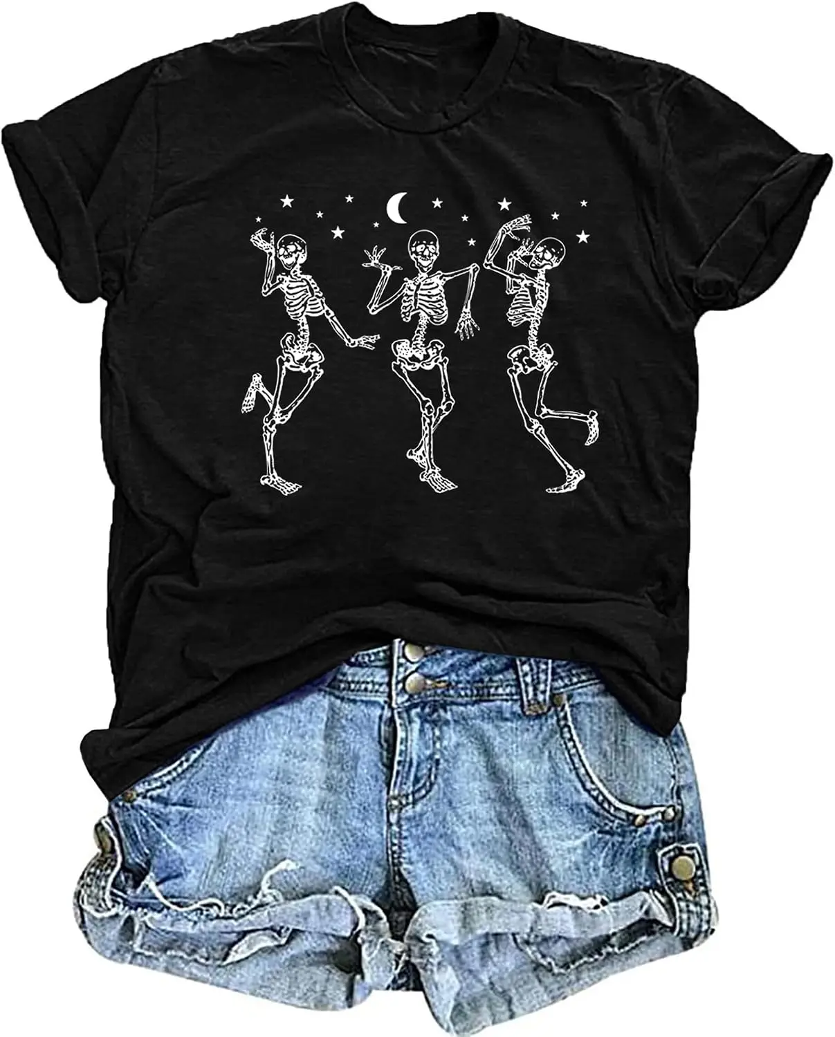 Halloween Shirts for Women: Dancing Skeleton Graphic Tees Pumpkin Halloween Party T-Shirts Tops