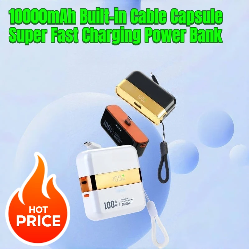 

10000mAh Built-in Cable Capsule Super Fast Charging Power Bank