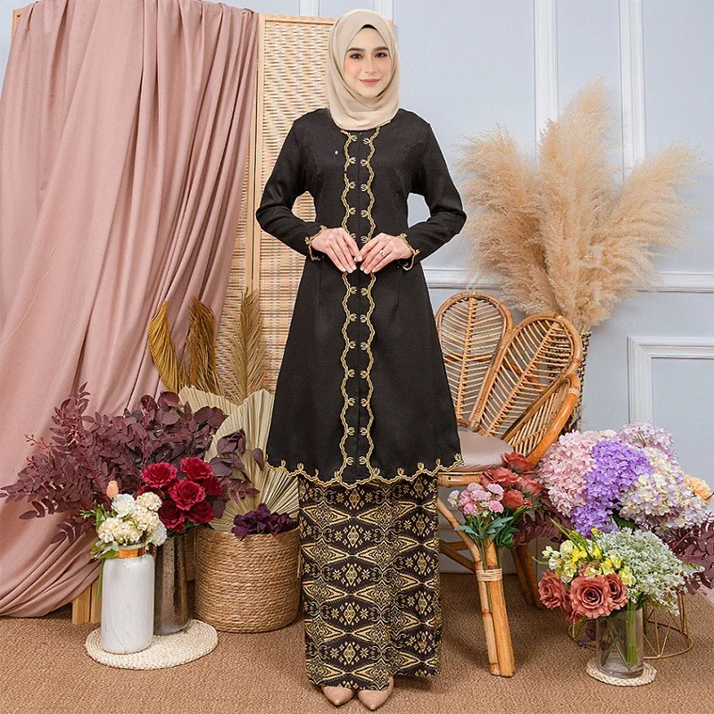 Dubai Muslim Ladies Outfits Embroidery Top High Waist Skirt 2 Piece Sets Women Party Arab Ramadan Morocco Dress Suit Abayas