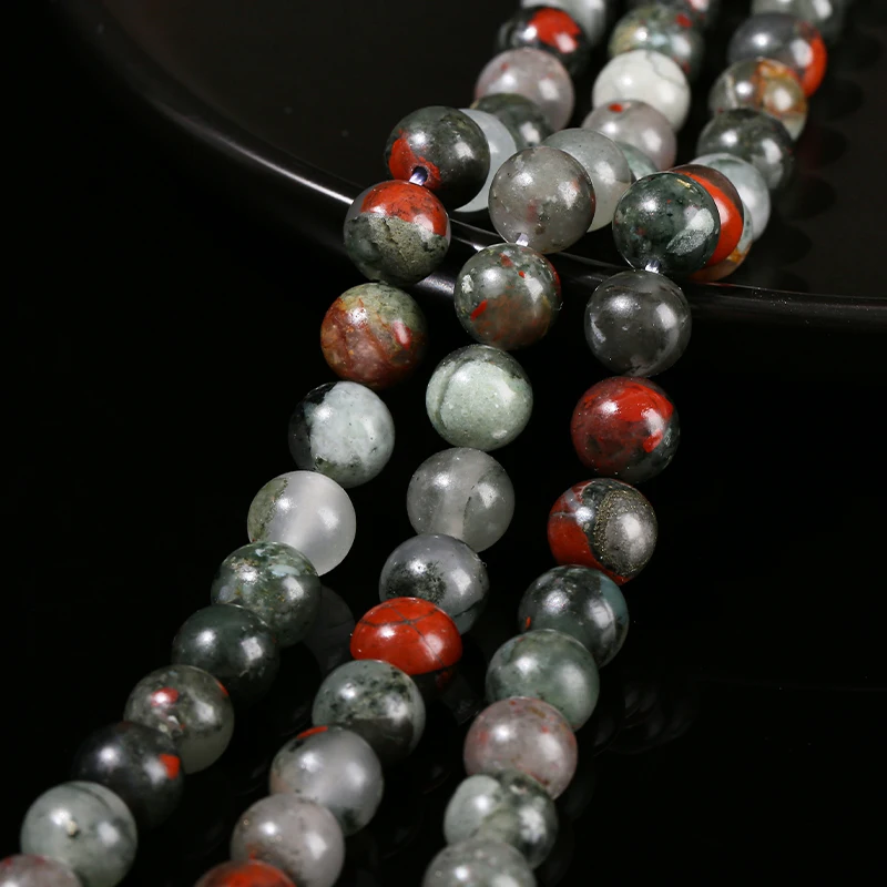 Natural Stone Africa Blood Jasper Beads Round Loose Spacer 4 6 8 10mm For Jewelry Making Diy Necklace Bracelet Accessory