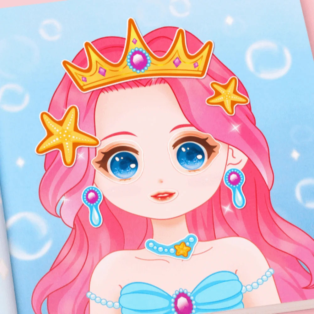 4/5 pcs Reusable Princess Dress Up Sticker Book Outfit Handicrafts Make a Face Puzzle Stickers Set DIY Activity Clothing