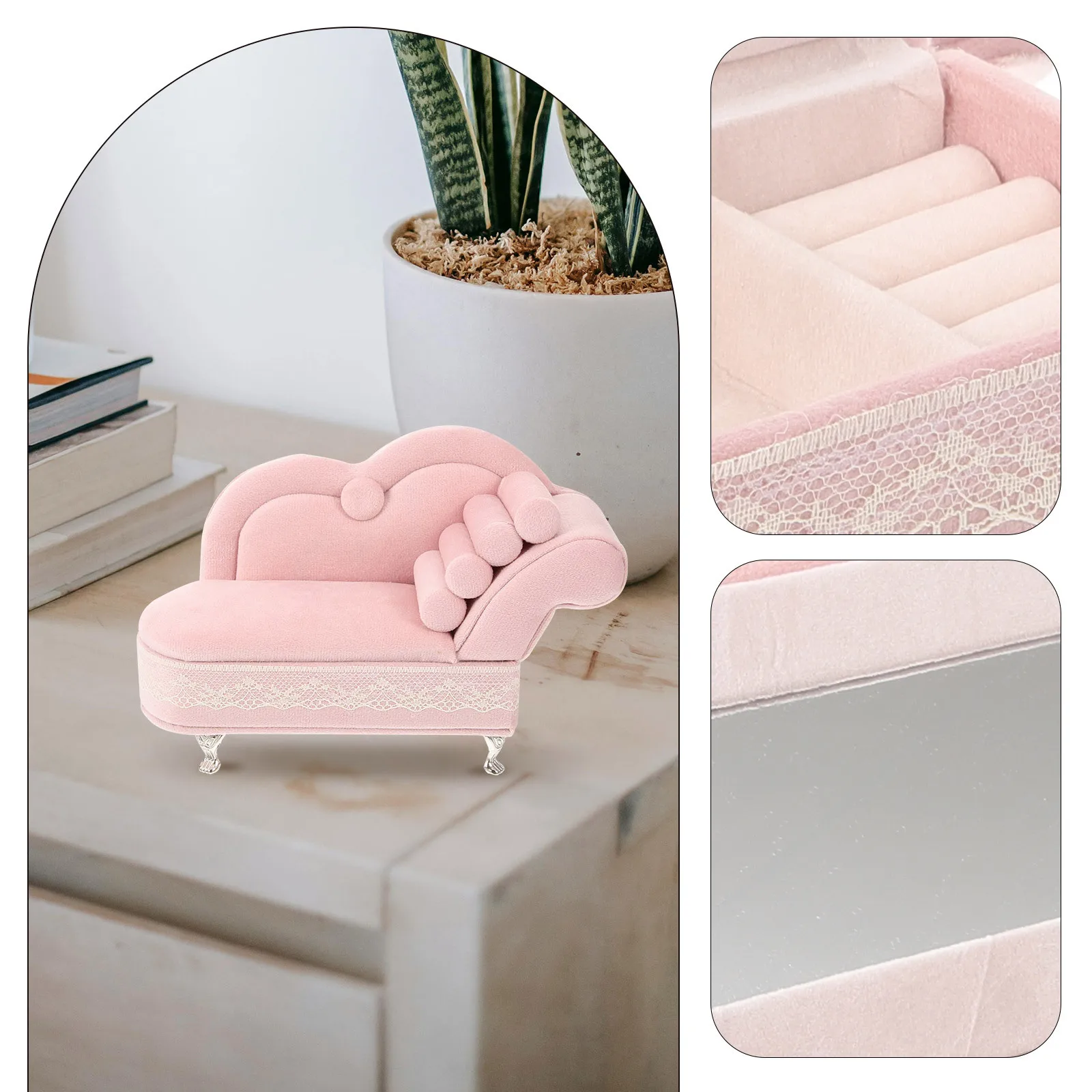 

Miniature Sofa Jewelry Box Small Size Fine Craftsmanship Storage for Rings Earrings DIY Micro Scene Decorative Display Fun Gift