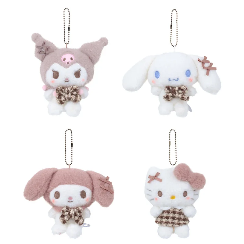 Japanese Cute Mocha Check Bow Kuromi Melody Jade Gui Dog Plush Pendant Cartoon Bag Pendant Adornment Cute