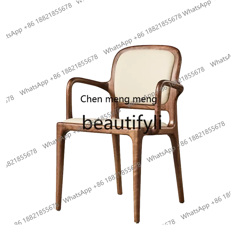 

M178 North American black walnut leisure chair Italian designer leather solid wood sofa chair single