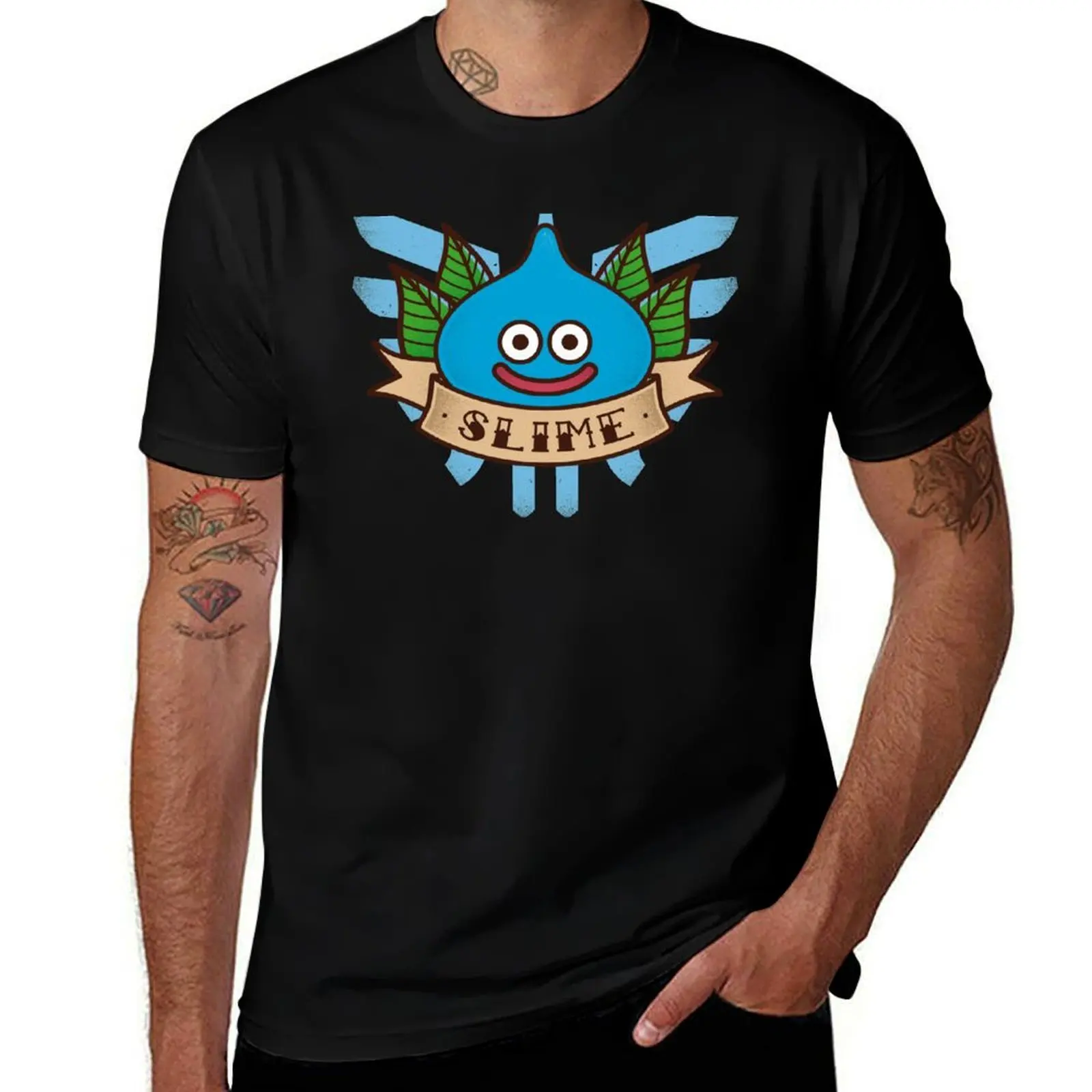 Slime Quest Traditional Tattoo T-Shirt Work Utility Casual Tee Shirt
