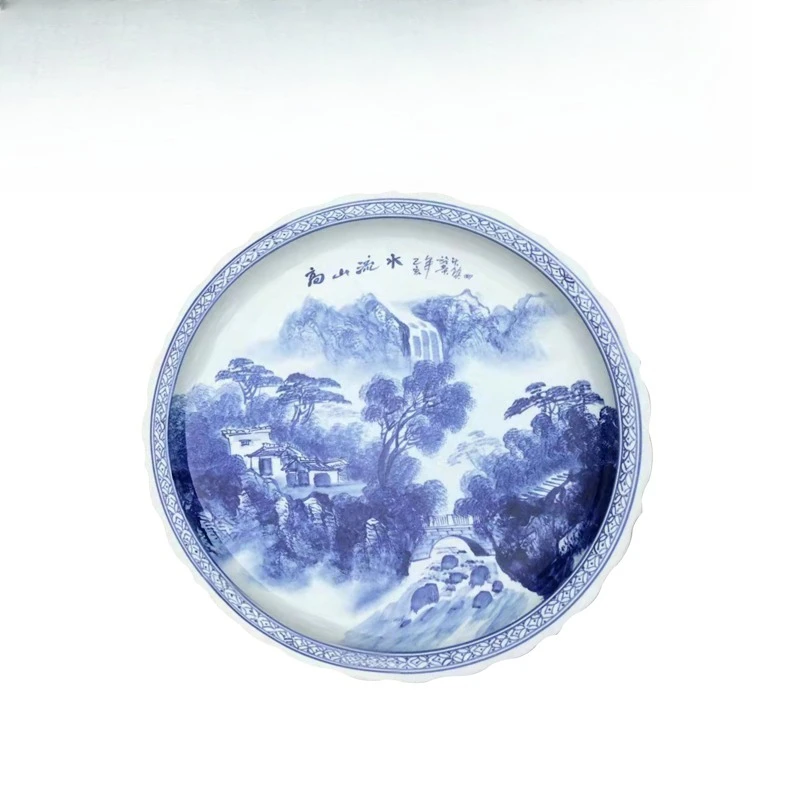 

Blue and white, dragon and phoenix, ceramics, seafood, large plate