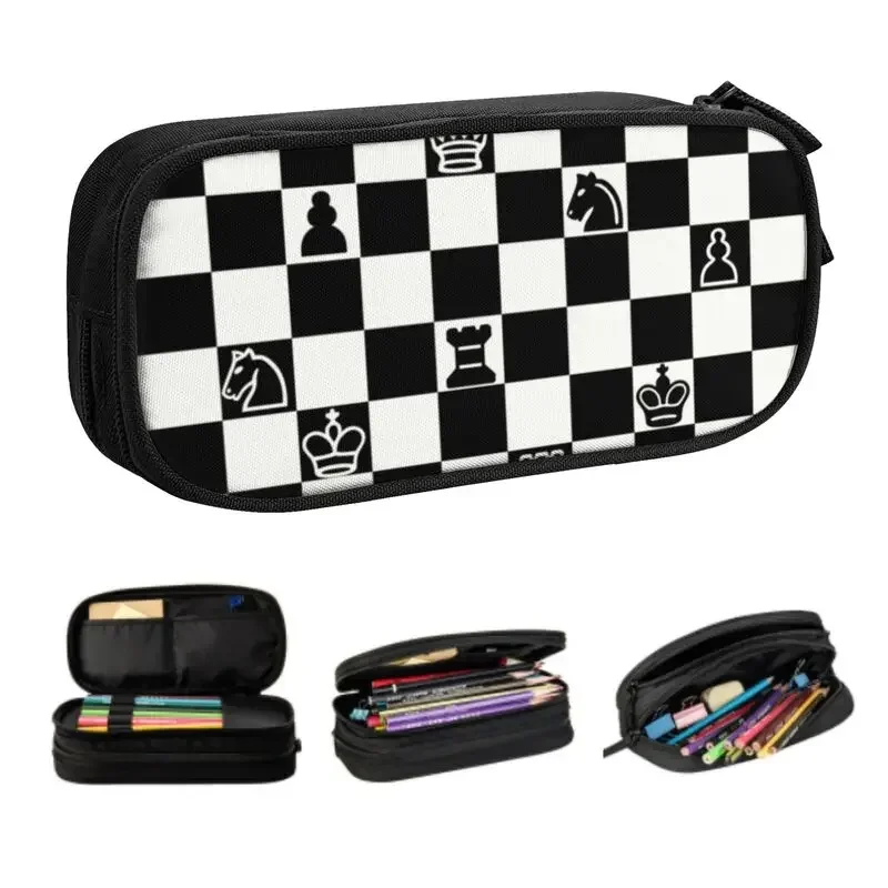 

Custom Fashion Chess Cute Pencil Case Boys Gilrs Big Capacity Chessboard Game Pencil Box Students Stationery