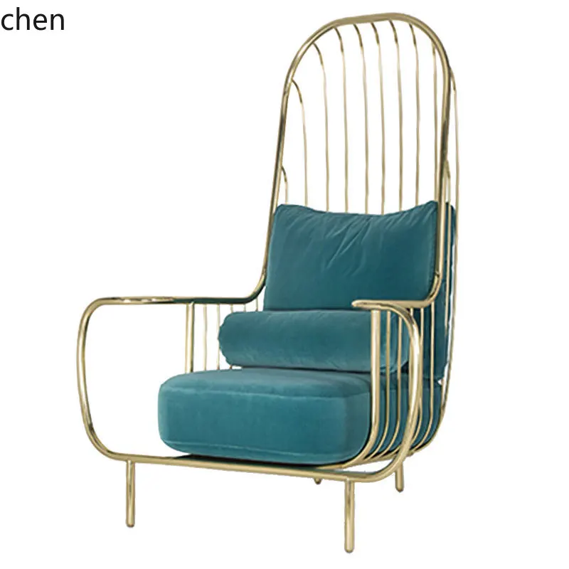 CZ Minimalist Lobby Single Lounge Chair Creative Metal Stainless Steel Birdcage Sofa Chair