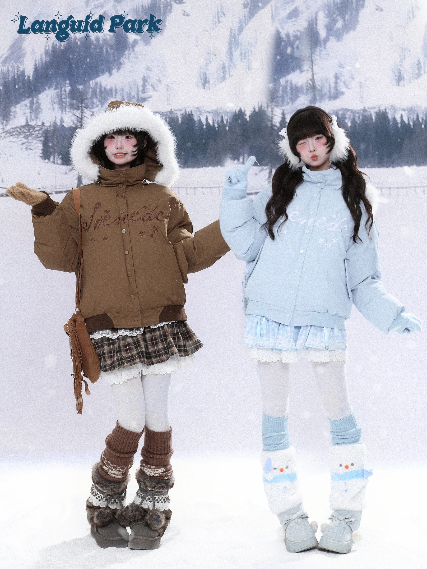 

Languid Park Thiened Хлопковое джемто с вышивкой, женское зимнее теплое пальто с меховым воротником, корейское свободное длинное свекло