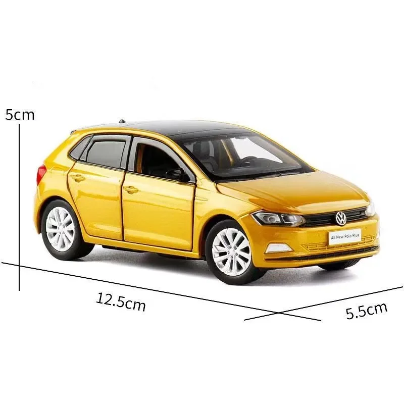 WELLY 1:32  VW POLO Plus Alloy Car Diecasts & Toy Vehicles Car Model Sound and Light Pull Back Car Toys Ornaments For Kids Gifts