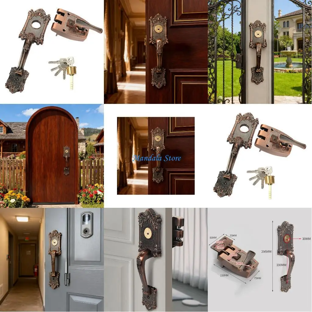 

U2JC Zincs Alloys Exterior Door Lock Crescents Keyholes Rusts Resistant Adjustable