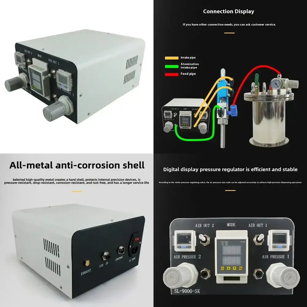 Sl9000 Fully Automatic Digital Display Glue Dispenser Four-Hole Controllable Atomization Three-Proof Paint Glue Machine PLC