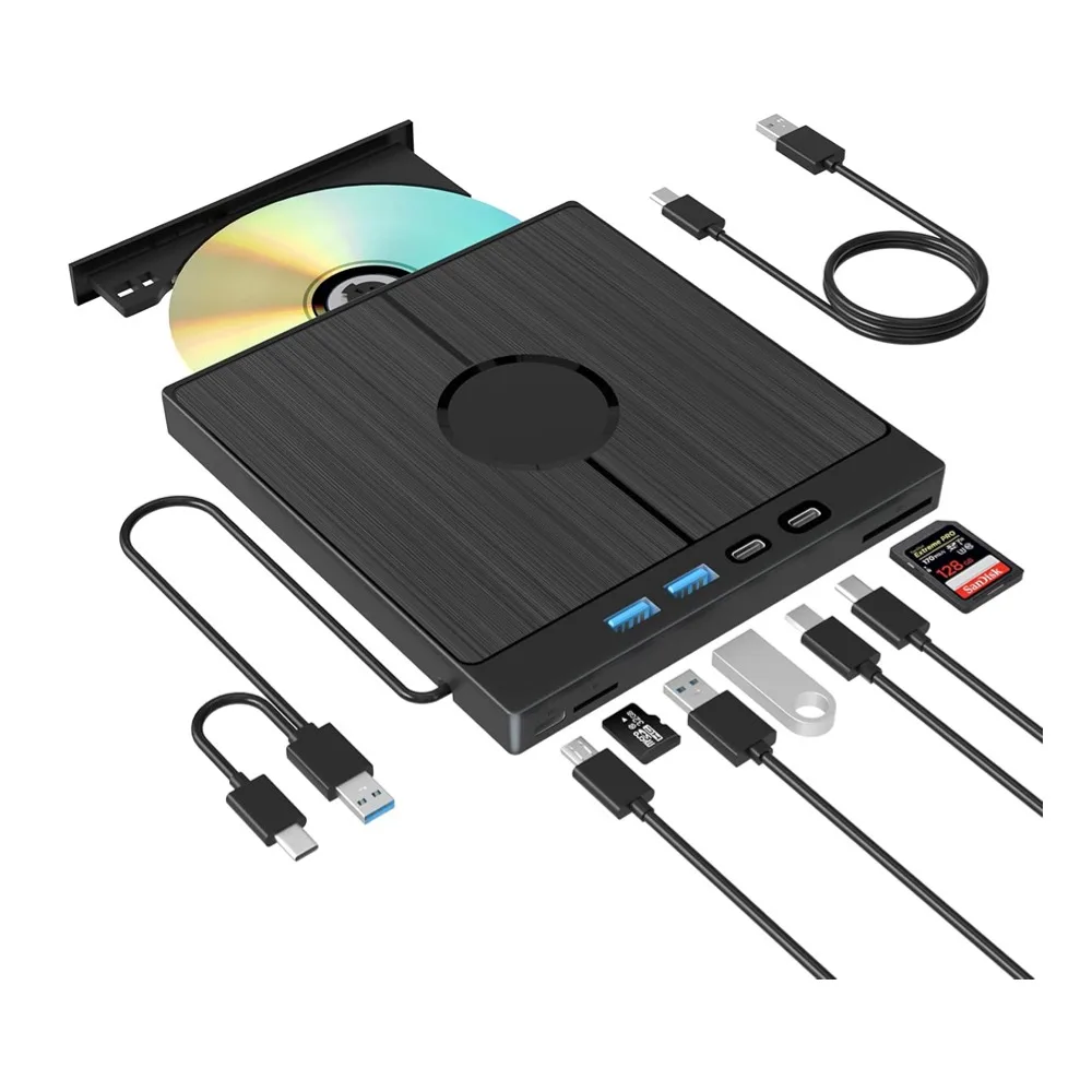 

7-in-1 Multifunctional Optical Blu-ray Drive for Laptop/Desktop Cache Capacity with CD Burner DVD Player USB & Card Reader