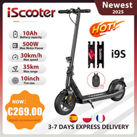 iScooter i9s Electric Scooter 10 Inch Pneumatic Tire Foldable eScooter Max Speed 35km/h 500w Range 30km Electric Kick Scooter