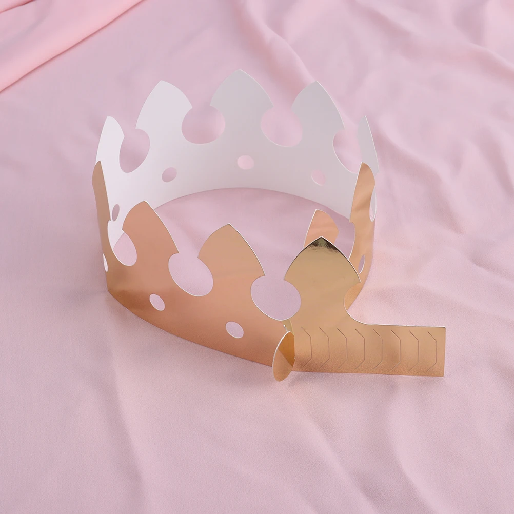 

12pcs Paper Hat Birthday Crown Hat Bright Shower Crown Cap Color Paper Cap Shower Decorative Gift