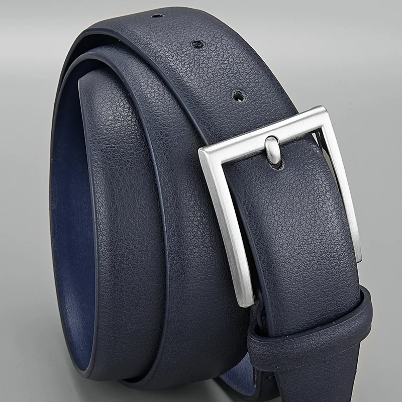 Fashion Men's Blue Belt Casual Strap Male Jeans Designer Trouser Belts Pu Leather Pin Buckle Waist  Belt High Quality: