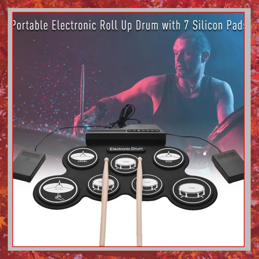 

Электронная ударная установка с пэдами и педалями, силиконовый электронный барабан, подарок на праздник или день рождения для детей