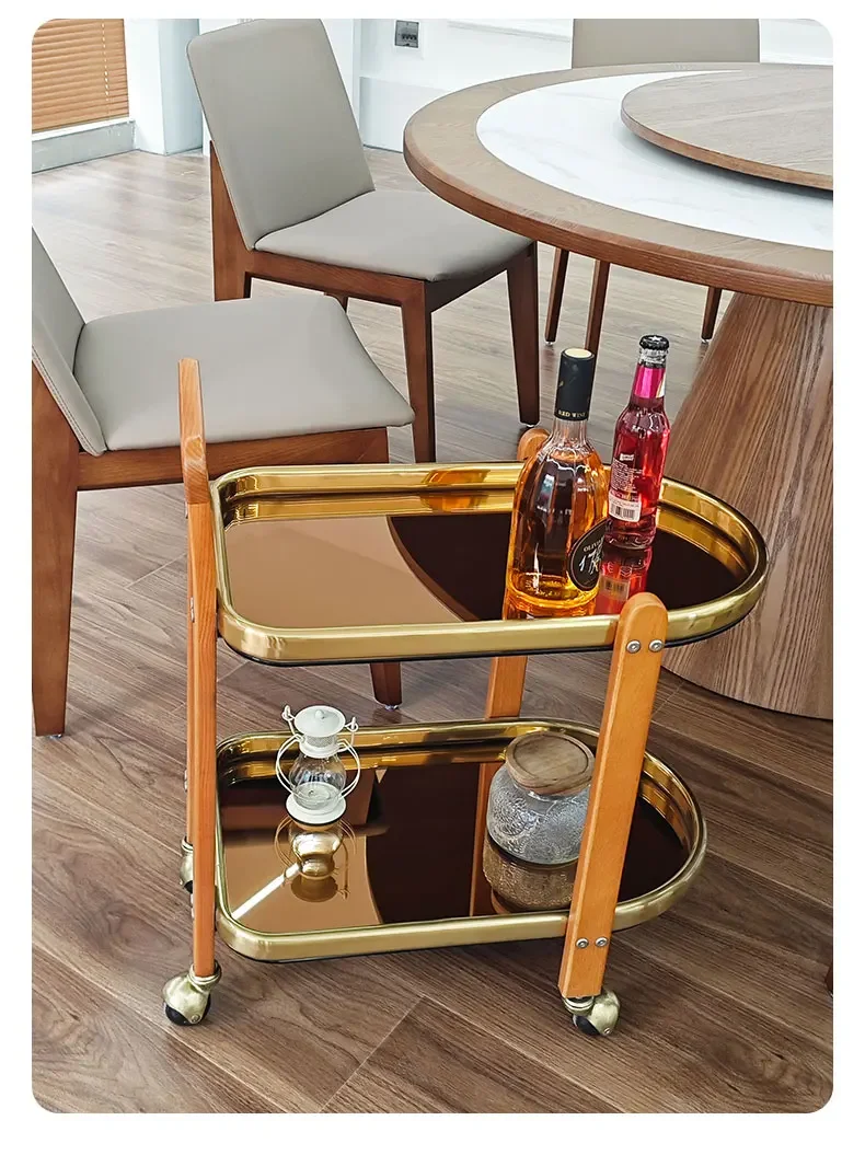 

Mobile side cart Modern simple solid wood corner rack