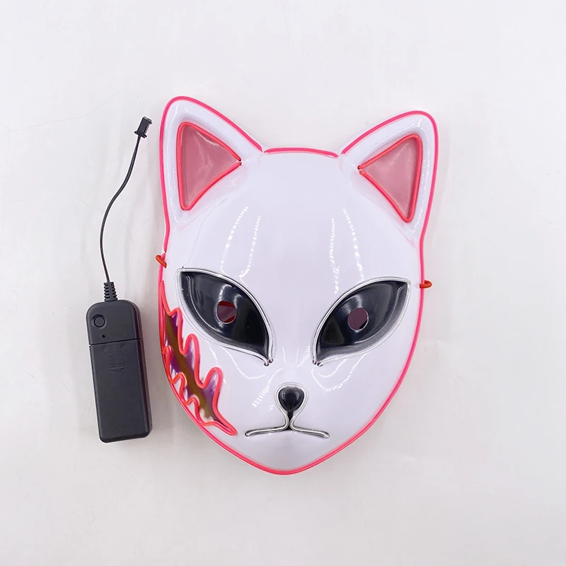 2023 Halloween Decor Mask Cosplay Japanese Anime Neon LED Demon Slayer Mask Flashing For  Carnival  Halloween Party