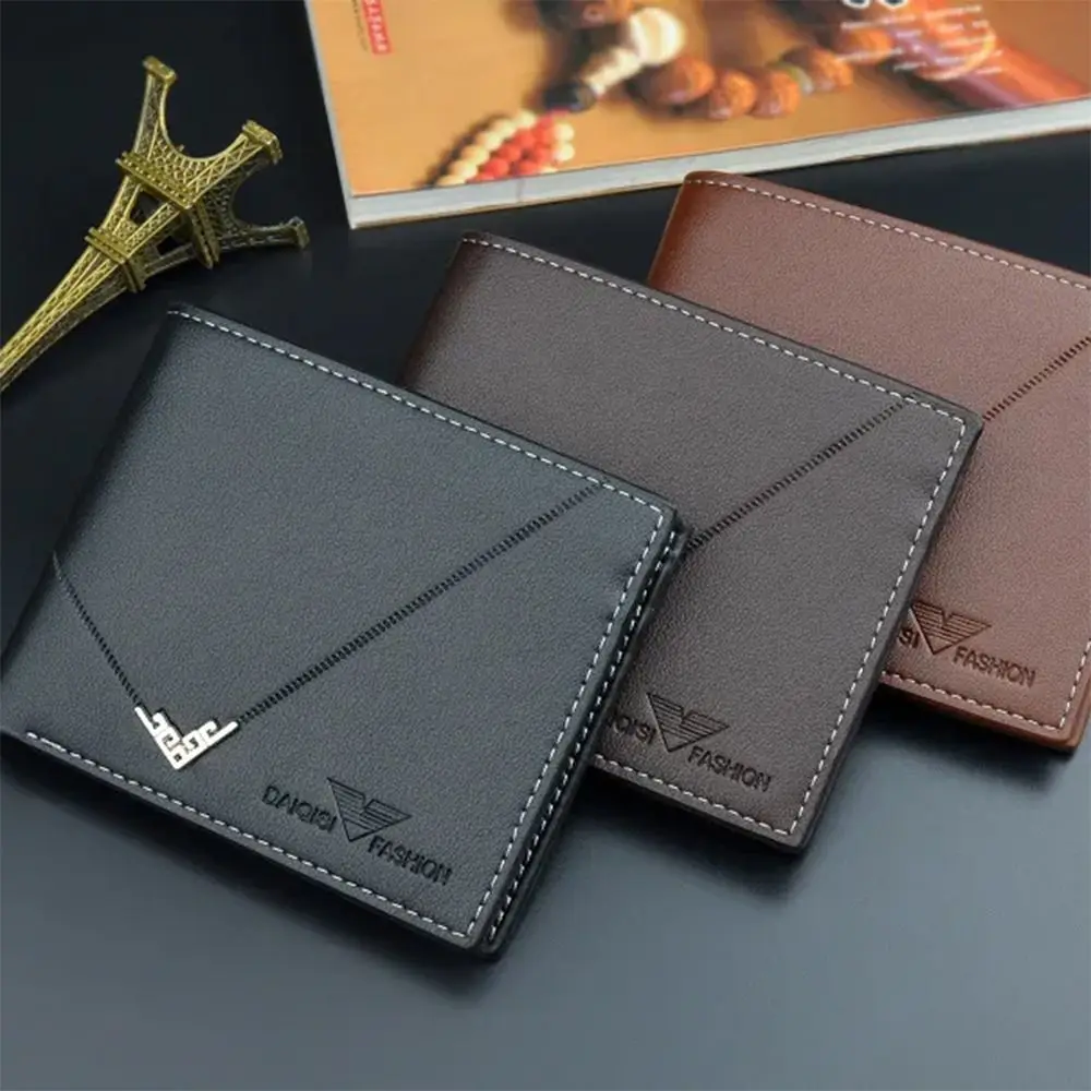 

New Men Short Wallet PU Leather Short Wallet Multi-card Slot Folding Card Bag High Quality Large-capacity Money Bag Men Card Bag