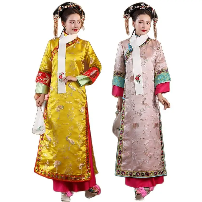 Qing Dynasty Qipao Elegant Clothing Chinese Traditional Ancient Dress Dance TV Film Stage Wear Princess Costume