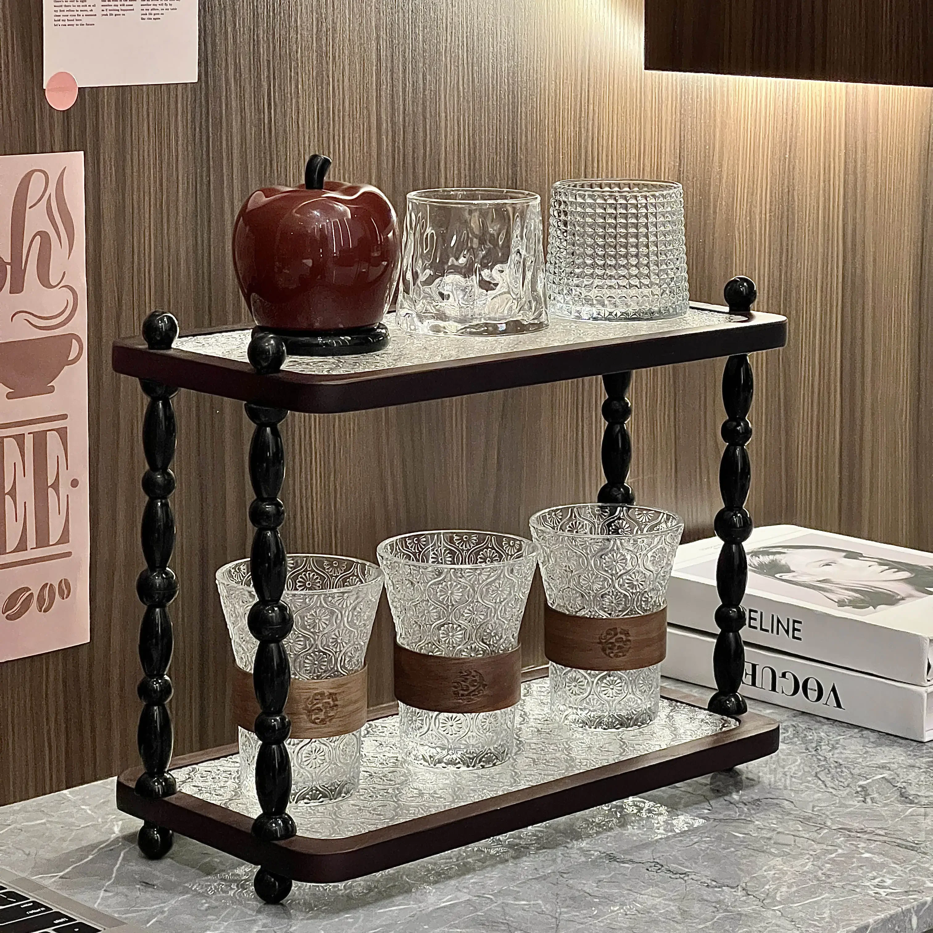 Haitang Double Double Cup Holder Home Living Room Cup Holder Home Living Room Cup Storage Rack Kitchen Storage Supplies