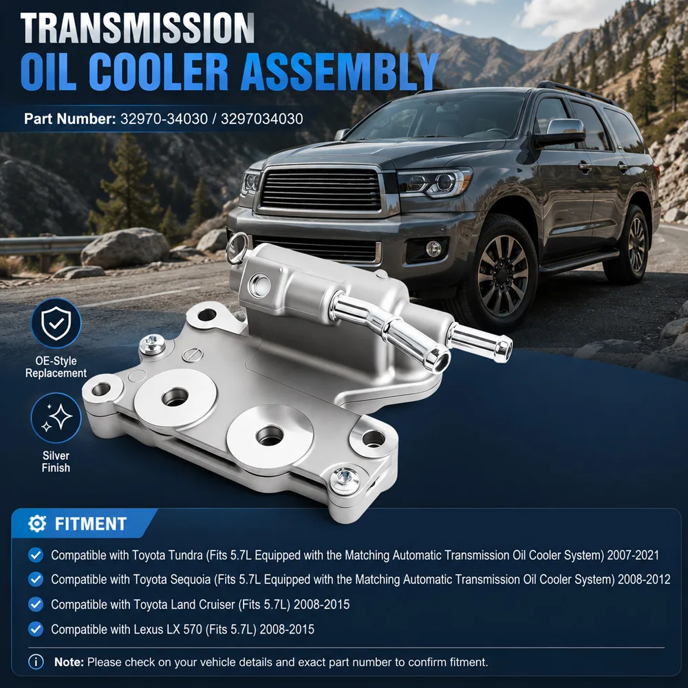 For Toyota Tundra Sequoia Land Lexus LX 570 2008-2015 Transmission Oil Cooler Assembly 32970-34030 3297034030 Aluminum Alloy