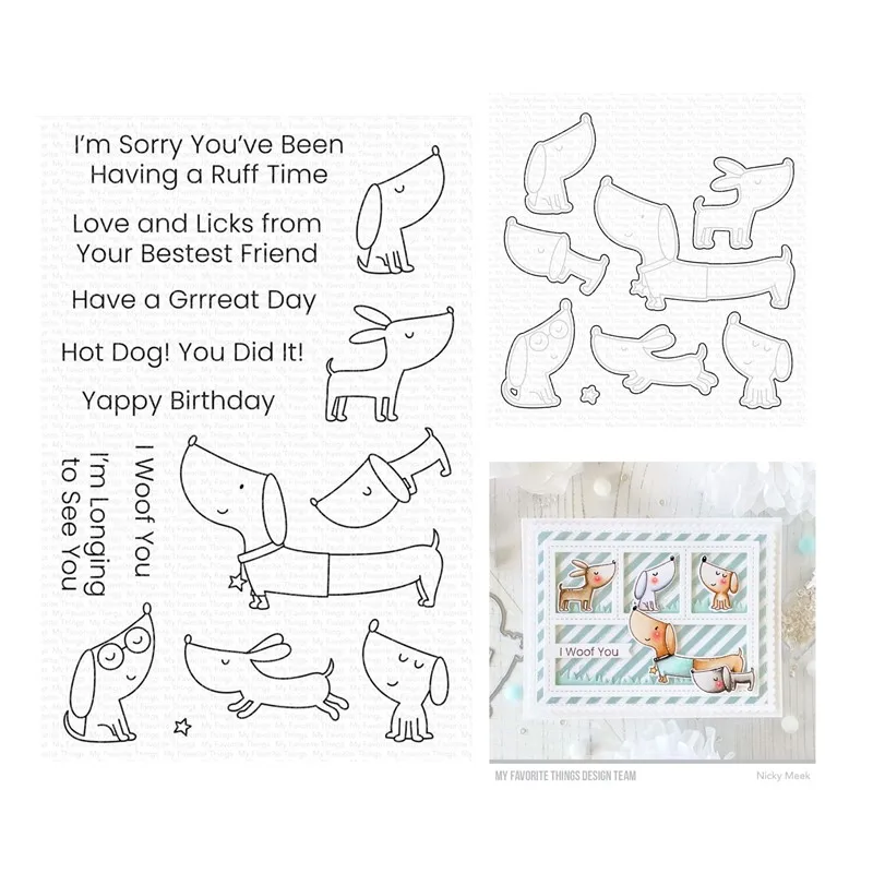 March 2023 New Hot Dog Clear Stamps Cutting Dies Scrapbooking for Paper Making Embossing Frames Card Set