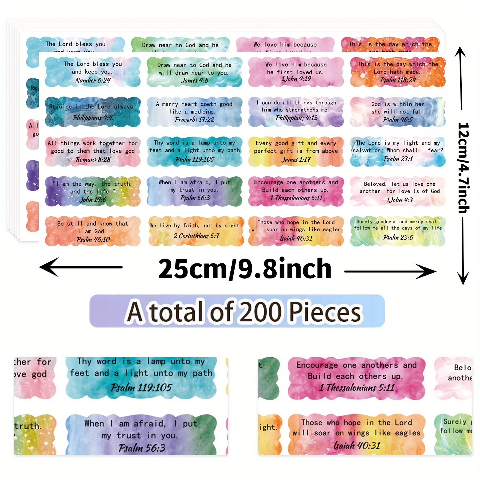 200pcs Bible Inspirational Stickers Colorful Bible Verse Stickers Christian Planner Religious Stickers Inspirational Magazine.