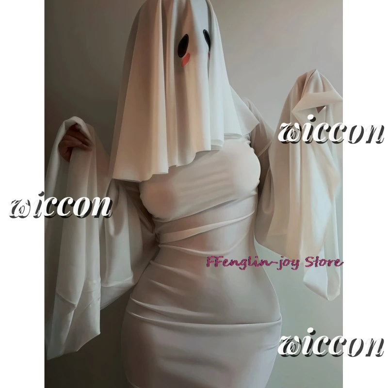 Sexy Schattige Vrouwelijke Ghost Cosplay Kostuum Halloween Schrik Gezicht Cape Schreeuw Kostuum Volwassen Verkleedkleding Halloween Cosplay Kostuum