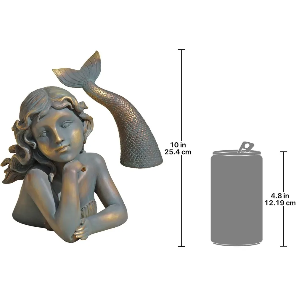 Ql30330 Merissa Sirene der See Meerjungfrau Garten Statue, Faux Verdigris Finish