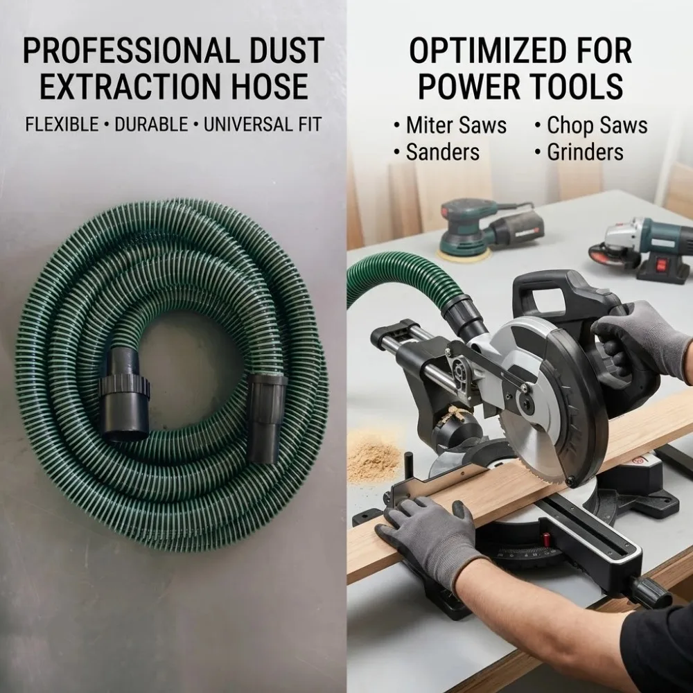 Anti-Static 35mm OD Flexible Corrugated Dust Hose for Woodworking Fits Table/Circular Saws & Sanders view 6