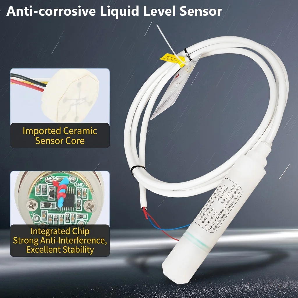 2m to 4-20mA Anti-corrosive Liquid Level Sensor Transmitter PTFE 0-5m 10m to 0-10V 0-5V RS485 Submersible Water Level Transducer