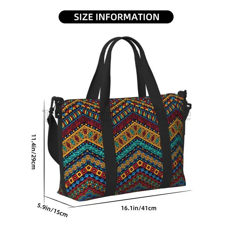 Boho African Ethnic Tribal Geometric Pattern Travel Duffel Bag Weekender Overnight Bag Large Capacity Carry on Bags for Women