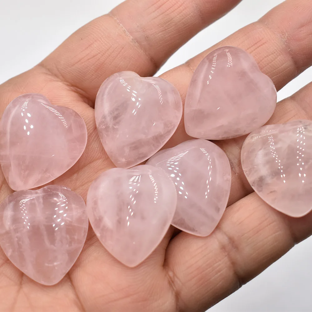 Großhandel 20 Stück/Set Modische 25mm Natürliche Tigerauge Stein Rosenquarz Herzförmige Cabochons Perlen für Schmuckherstellung – Detail 7