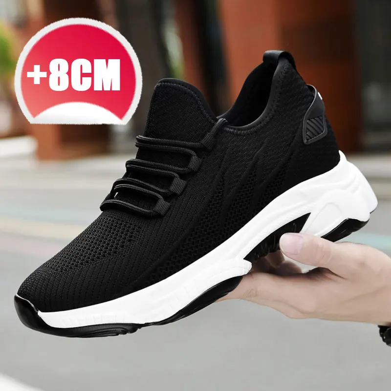 

Tennis men sneakers casual heightening shoes 8cm height increase shoes for men summer breathable 6cm elevator shoes