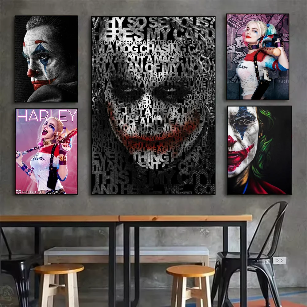 Face Smile-J-JokerS H-Harley Q-Quinn Poster HD art sticky wall waterproof home living room bedroom bar aesthetic decoration