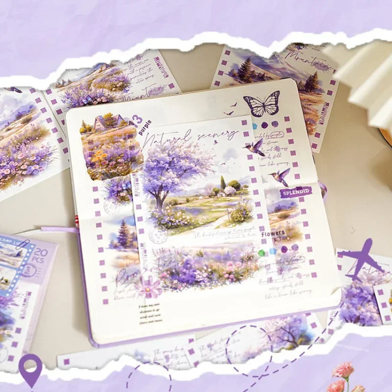 20 листов/упаковка, дорожная пленка INS, стиль, ландшафтный дизайн, альбом для скрапбукинга, мусорный журнал, материал, декоративный коллаж, васи/крафт-бумага, наклейки