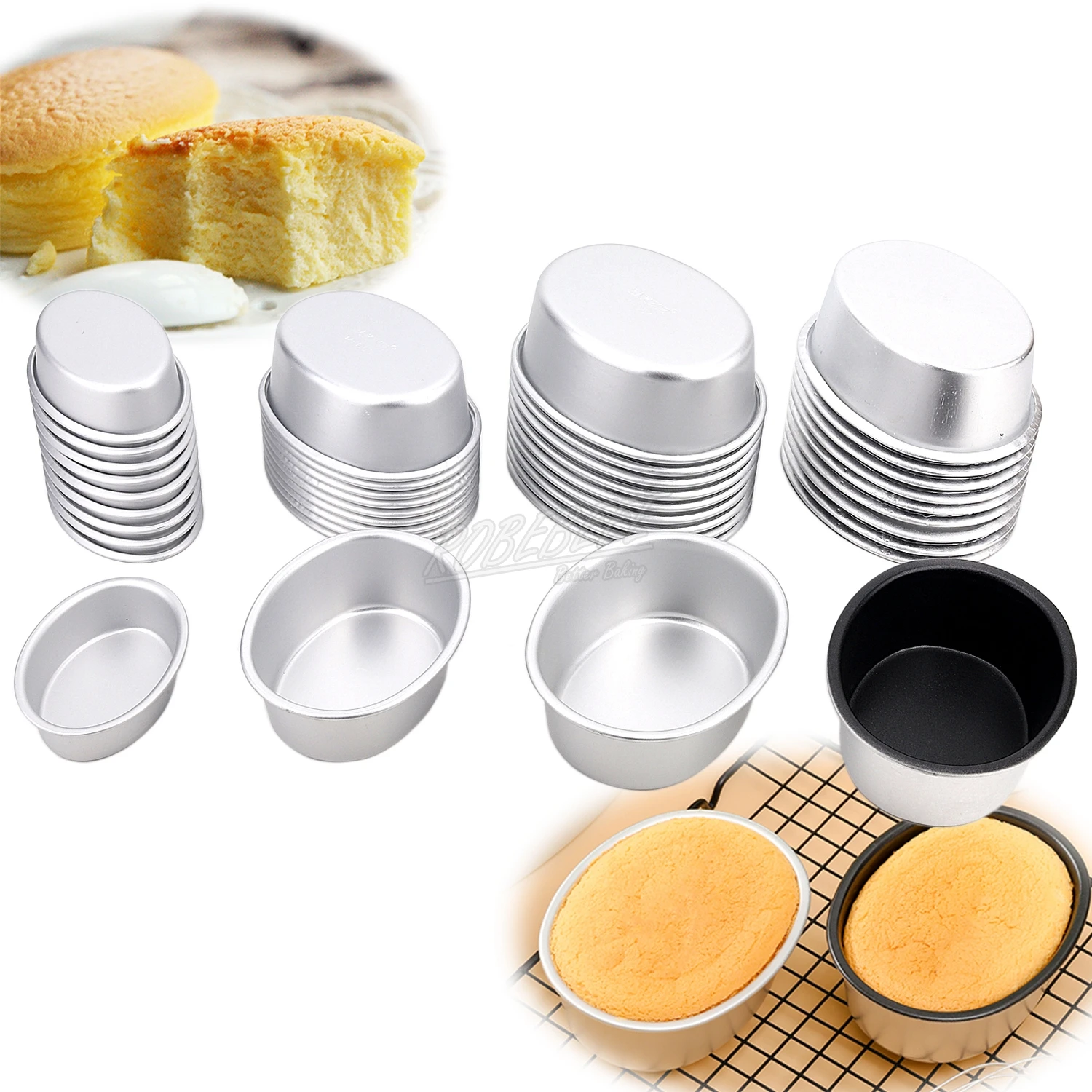 3 Sizes Smooth Oval Shape Aluminium Cheese Cake Mold Cupcake Pudding Mould Bread Baking Molds DIY Kitchen Baking 10pcs A Lot