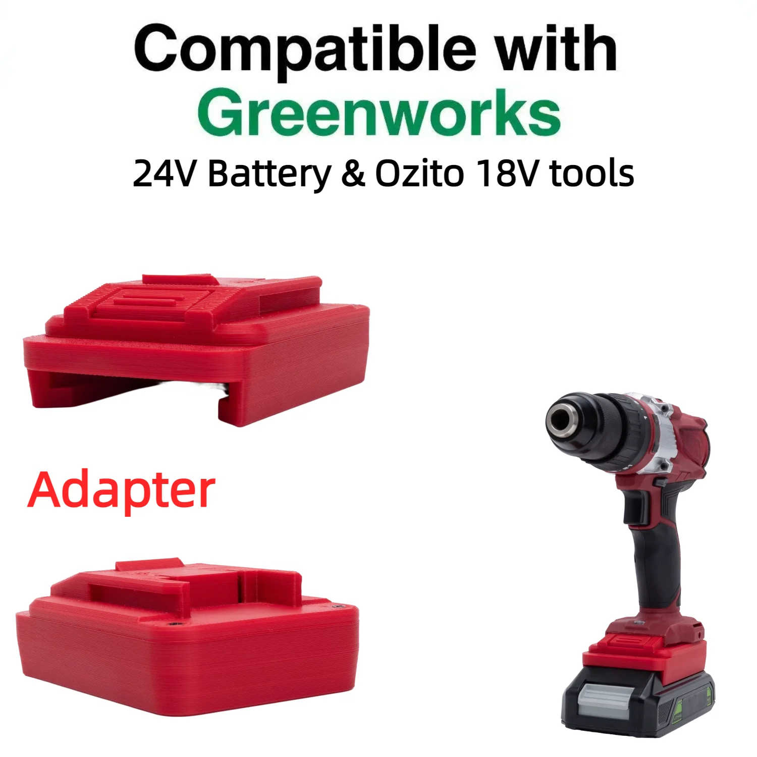 

Адаптер/конвертер для аккумуляторов Greenworks 24V Series Li-ion на инструменты Ozito 18V (только адаптер)