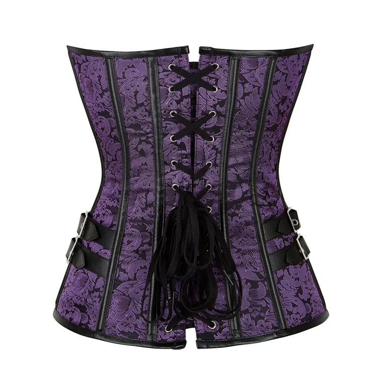 Retro Steampunk Corsets Top Women Sexy Jacquard Floral Goth Punk Bustier Gothic Overbust Corselet Plus Size Halloween Outerwear