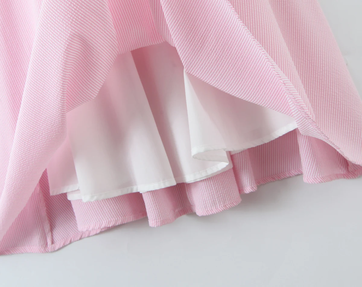 보헤미안 스트라이프 리본 주름 장식 가슴 리본 U넥 퍼프 소매 드레스 탄력있는 하이웨이스트 플리츠 스윙 미디 롱 드레스 휴가용 베스티도스